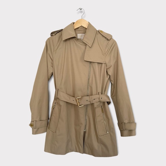 Michael Kors Belted Front Zip Trench Coat Jacket Small - Picture 2 of 12
